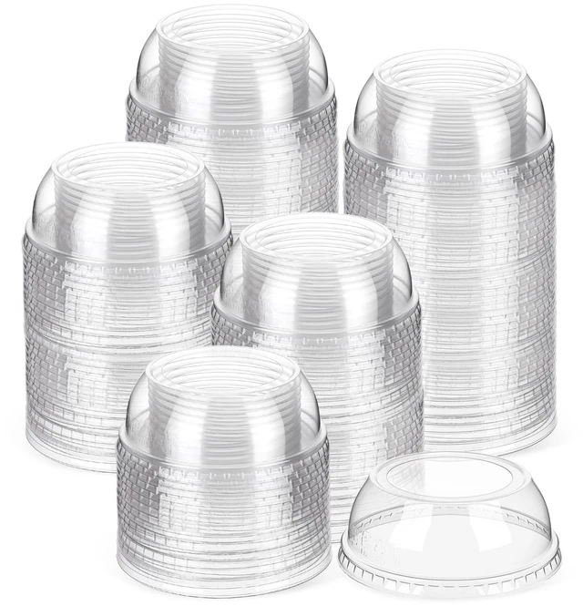 Main image of 500 Pcs Clear Plastic Cup Dome Lids, Wide Hole, 98 mm Clear Disposable Dome Design, Fits 16oz-21oz Plastic Cups, Leak-resistant for Hot Cold Beverages, Coffee Juice Party Cafe