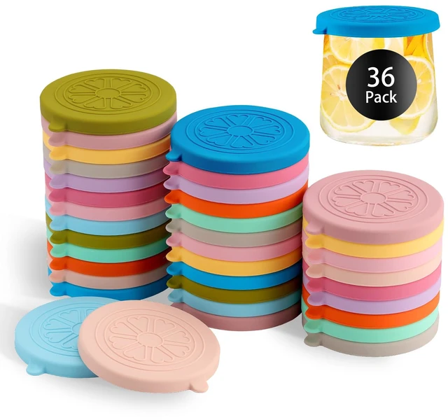 Main image of Oui Yogurt Jar Lids Silicone | 36 Pack Colorful Covers Fit For 5 Oz Oui Yogurt Glass Jars | Perfect For Oui Yogurt Bottle with Label | Lids Only | Food-Grade/Leakproof/Reusable