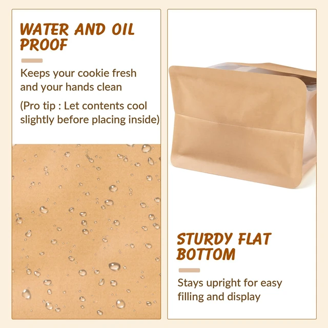 Alt view image 5 of 7 - 105 Pcs Bakery Bags with Window,Paper Cookie Packaging Bags 5.1x6.2x10.5 Inches Ties Lock for Breads, Popcorn, Candies,Treats, Snacks, Baked Goods Packaging
