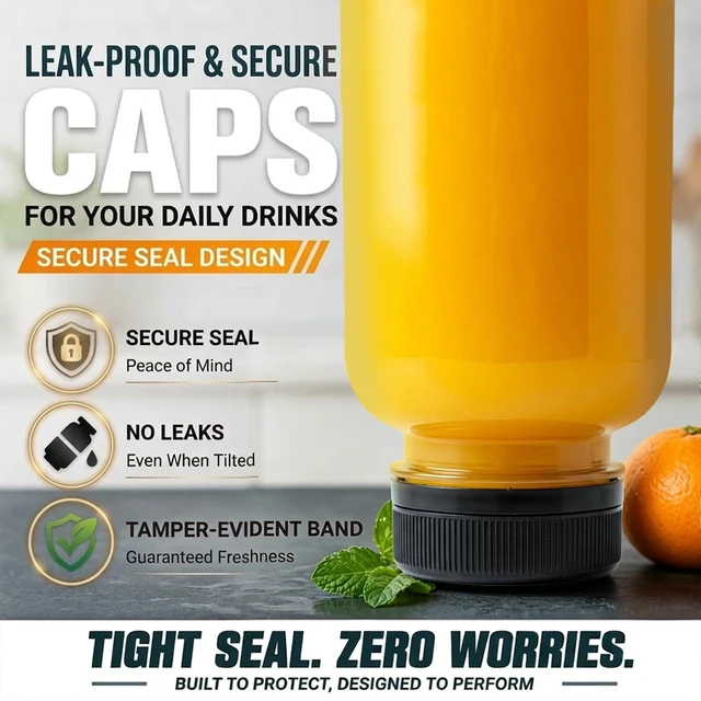 Alt view image 3 of 7 - 40pcs 12oz Plastic Juice Bottles with Caps, Empty PET Disposable Plastic Bottles, Clear Bulk Drink Containers with Black Tamper Evident Lids for Juicing, Drinking and Other Beverages