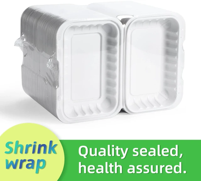 Alt view image 2 of 6 - 50 Pack 27oz 9x6 Takeout Containers - Shrink Wrapped No Pre-Wash BPA Free MFPP Sturdy | Reusable & Secure Seal | Microwave Safe To Go Boxes for Leftovers, Catering & Meal Delivery | White