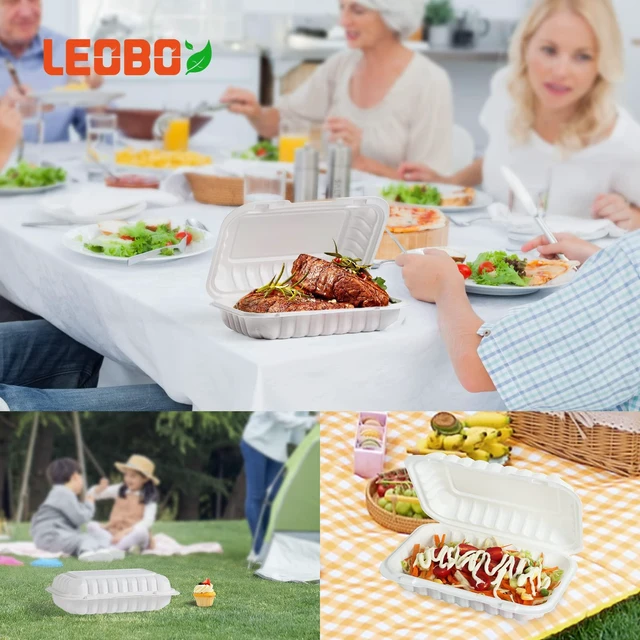Alt view image 6 of 6 - 50 Pack 27oz 9x6 Takeout Containers - Shrink Wrapped No Pre-Wash BPA Free MFPP Sturdy | Reusable & Secure Seal | Microwave Safe To Go Boxes for Leftovers, Catering & Meal Delivery | White
