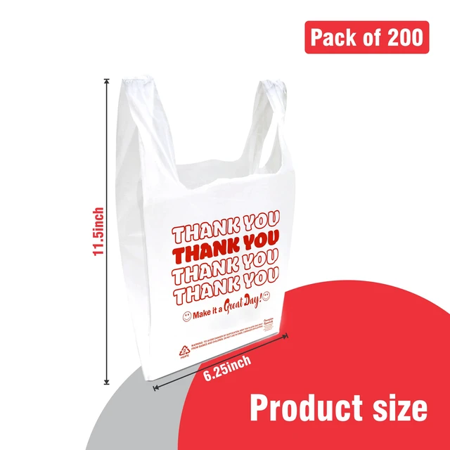 Alt view image 2 of 7 - Disposable & Reusable Thank You T-Shirt Bags- Pack of 200