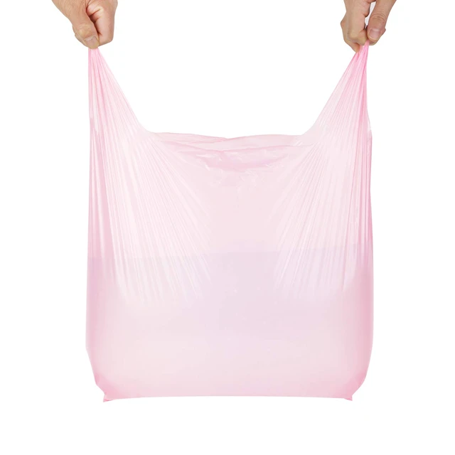 Alt view image 2 of 7 - Pink Plastic Bags with Handles, T Shirt Bags 12x20 Inch, 200 Count Plastic Grocery Bags, Plastic Shopping Bags for Small Business and Retail Stores, Bolsas De Plastico Para Negocio