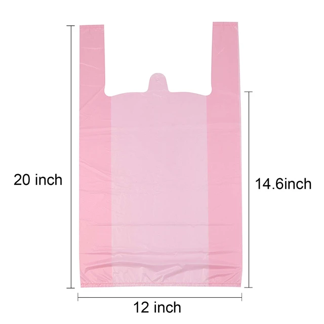Alt view image 3 of 7 - Pink Plastic Bags with Handles, T Shirt Bags 12x20 Inch, 200 Count Plastic Grocery Bags, Plastic Shopping Bags for Small Business and Retail Stores, Bolsas De Plastico Para Negocio