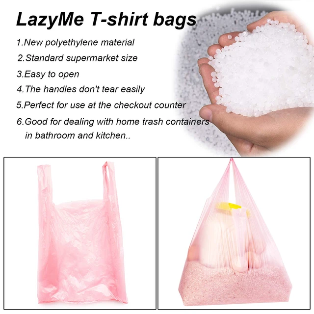 Alt view image 5 of 7 - Pink Plastic Bags with Handles, T Shirt Bags 12x20 Inch, 200 Count Plastic Grocery Bags, Plastic Shopping Bags for Small Business and Retail Stores, Bolsas De Plastico Para Negocio
