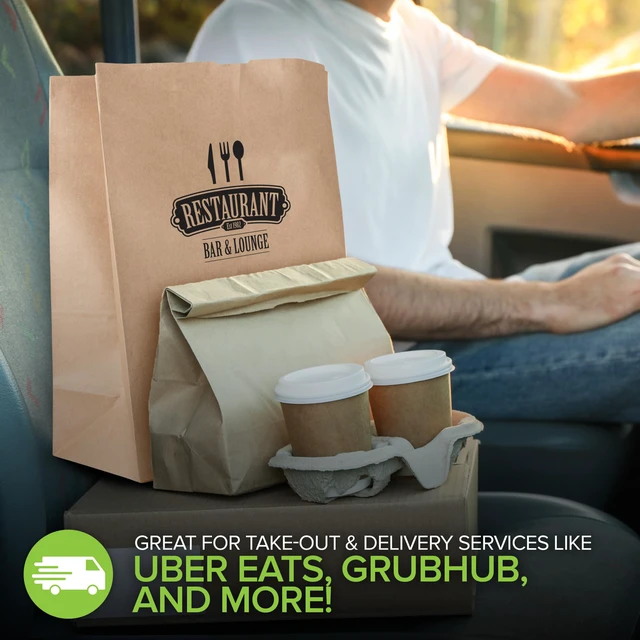 Alt view image 4 of 7 - 70 lb Kraft Brown Bags 100 Pack, 17x12x7 Grocery Bags, Heavy Duty Large Brown Bags for Shopping, Takeout, Storage, Trash or Recycling, Bulk Pack