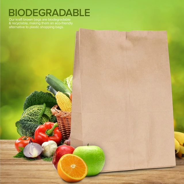 Alt view image 6 of 7 - 70 lb Kraft Brown Bags 100 Pack, 17x12x7 Grocery Bags, Heavy Duty Large Brown Bags for Shopping, Takeout, Storage, Trash or Recycling, Bulk Pack