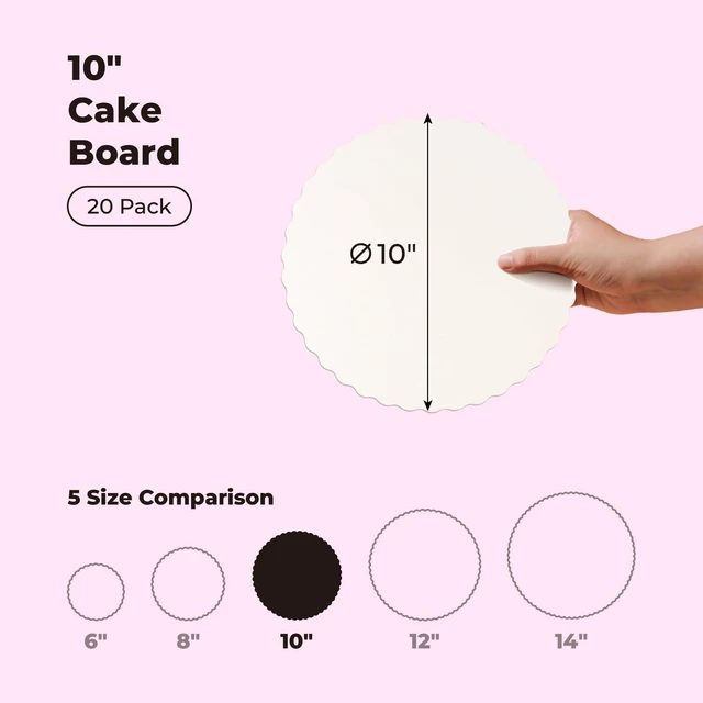 Alt view image 2 of 7 - 20 Pack Cake Boards, 10 Inch Round White Cake Circles, Disposable Pizza Circles Cake Pan Base Stand for Desserts and Pastries, Greaseproof Cardboard Cake Rounds for Cake DIY, Birthday