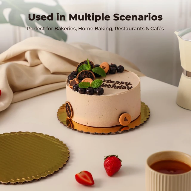 Alt view image 6 of 7 - 20 Pack Cake Boards, 8 Inch Round Gold Cake Circles, Disposable Pizza Circles Cake Pan Base Stand for Desserts and Pastries, Greaseproof Cardboard Cake Rounds for Cake DIY, Birthday