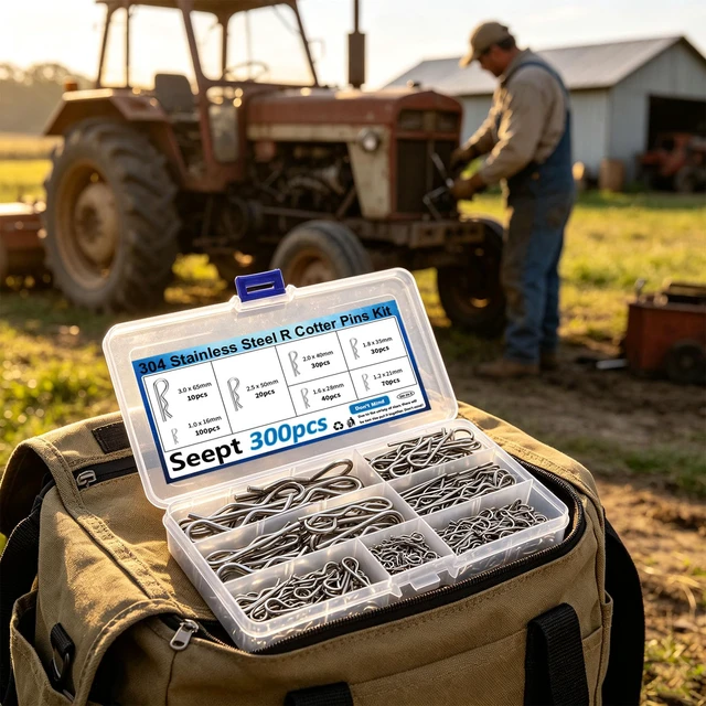 Alt view image 5 of 6 - 300Pcs 304 Stainless Steel R Cotter Pins 7 Sizes Assortment Kit, Heavy-Duty Hitch Lock Pins for Trucks, Trailers, Engines & Farm Equipment