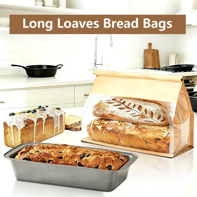 Alt view image 5 of 6 - 100 Pack Large Bread Bags for Homemade Bread Sourdough Sandwich, 14.2x10x5.7 Inch Resealable Tin Tie Tab Lock Bread Loaf Bakery Bags with Window, Baked Goods Packaging for Gifting and Bake Sale