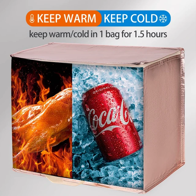 Alt view image 3 of 6 - 5-Pack Cooler Insulated Food Delivery Bag, Thermal Hot Pizza, X-Large Bags for Grocery/Catering/Shopping, Rideshare Delivery Bag, Large Cold Frozen Accessories, Gold