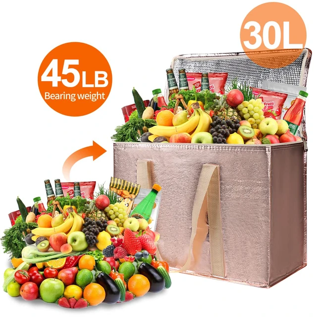 Alt view image 4 of 6 - 5-Pack Cooler Insulated Food Delivery Bag, Thermal Hot Pizza, X-Large Bags for Grocery/Catering/Shopping, Rideshare Delivery Bag, Large Cold Frozen Accessories, Gold