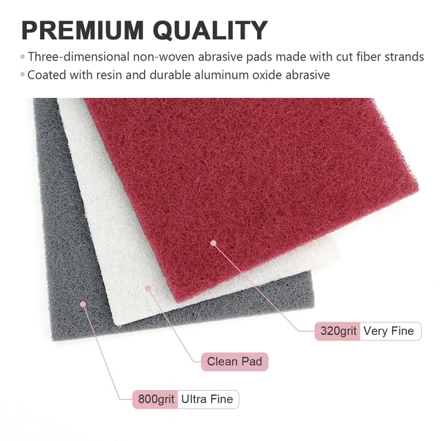 Alt view image 3 of 6 - 6"x9" Automotive Scuff Pad 12 Pack (7447&7448&7445) - 4 Each Maroon, Gray, White, Wet/Dry Reusable Scuffing Pad for Paint Prep, Sanding - Auto Body, Woodworking & Handicrafts
