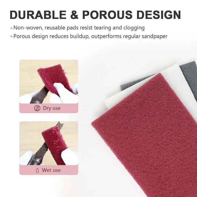 Alt view image 4 of 6 - 6"x9" Automotive Scuff Pad 12 Pack (7447&7448&7445) - 4 Each Maroon, Gray, White, Wet/Dry Reusable Scuffing Pad for Paint Prep, Sanding - Auto Body, Woodworking & Handicrafts