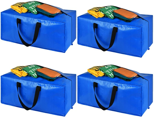 Main image of Heavy Duty Blue Moving Bags with Strong Zipper Handles Backpack Straps 4 Pack Extra Large Storage Bags Totes Moving Boxes Packing Supplies for College Dorm Room Essentials Compatible with IKEA