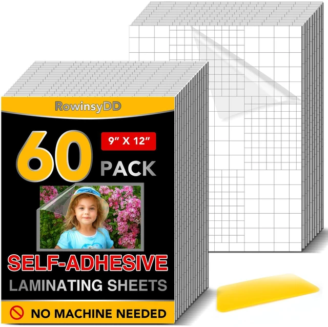 Main image of 60 PCS Self Laminating Sheets, Self Adhesive Laminating Sheets 8.5 x 11 Self-adhesive Cold Laminating Sheets No Machine No Heat Self Sealing Laminate Sheets Ultrasound for Stickers