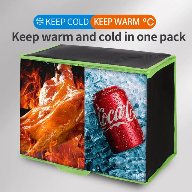 Alt view image 3 of 6 - 5-Pack Cooler Insulated Food Delivery Bag, Thermal Hot Pizza, X-Large Bags for Grocery/Catering/Shopping, Rideshare Delivery Bag, Large Cold Frozen Accessories, Black-Green Edge