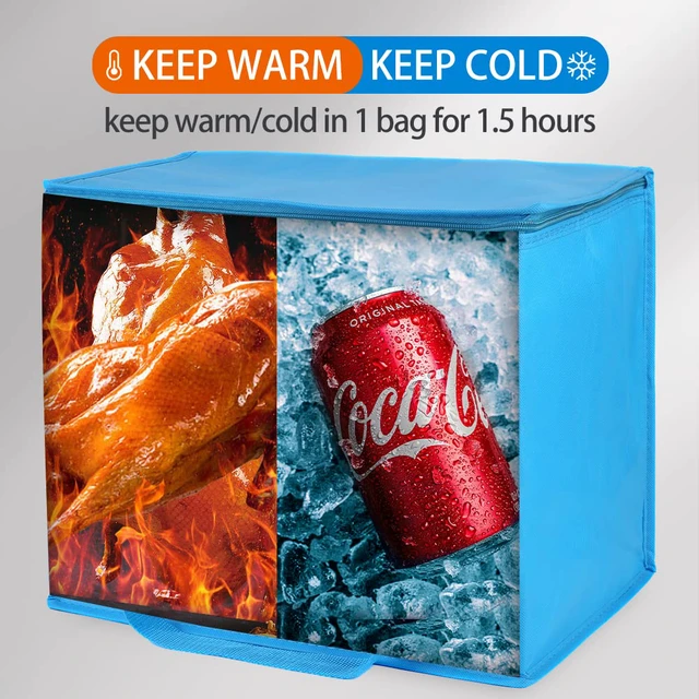 Alt view image 3 of 6 - 5-Pack Cooler Insulated Food Delivery Bag, Thermal Hot Pizza, X-Large Bags for Grocery/Catering/Shopping, Rideshare Delivery Bag, Large Cold Frozen Accessories, Blue