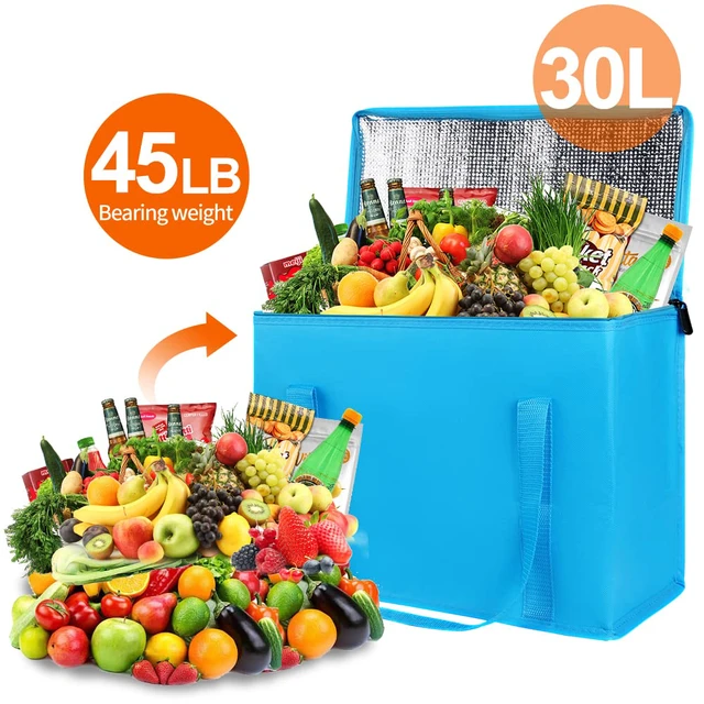Alt view image 4 of 6 - 5-Pack Cooler Insulated Food Delivery Bag, Thermal Hot Pizza, X-Large Bags for Grocery/Catering/Shopping, Rideshare Delivery Bag, Large Cold Frozen Accessories, Blue