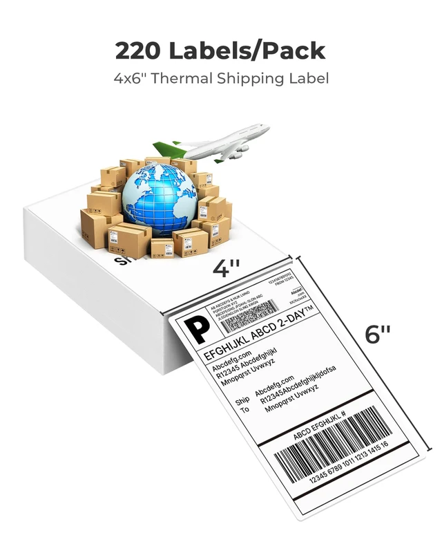 Alt view image 3 of 7 - 4x6 Thermal Labels Fanfold, 220 Shipping Labels for Label Printer Commercial Grade, No BPA or BPS, Print Clear and Sharp, Direct Thermal Shipping Labels Compatible with Thermal Printer