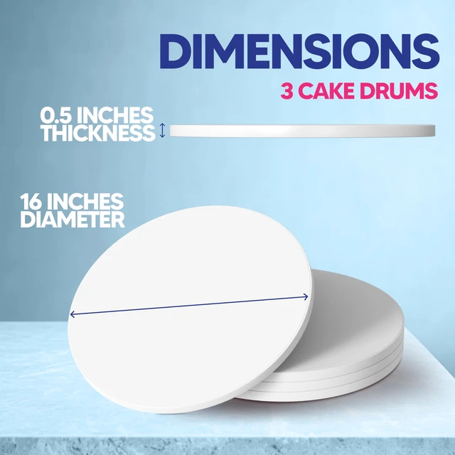 Alt view image 2 of 7 - 16 Inch Cake Drum Pack of 3 - Smooth-Edged - Sturdy Boards Round - Bend Resistant Multi-Layered Cake Base for Minimalist Displays