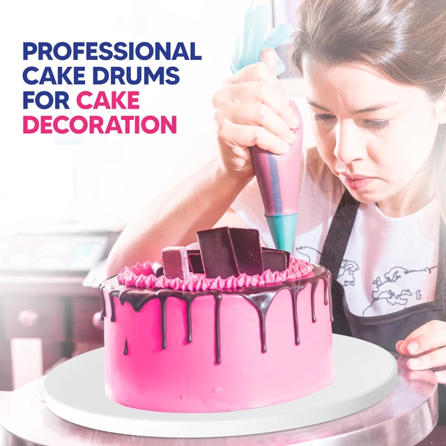 Alt view image 6 of 7 - 16 Inch Cake Drum Pack of 3 - Smooth-Edged - Sturdy Boards Round - Bend Resistant Multi-Layered Cake Base for Minimalist Displays