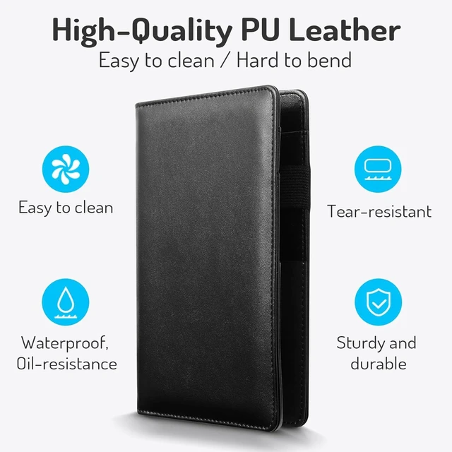 Alt view image 5 of 7 - Server Book High Volume, Expandable Server Book,5"×9", Waitress Waiter Book Leather Waitress Book with 2 Zipper Pockets and Magnetic Pocket, Server Books Server Booklet Fit Server Apron, Flash Black