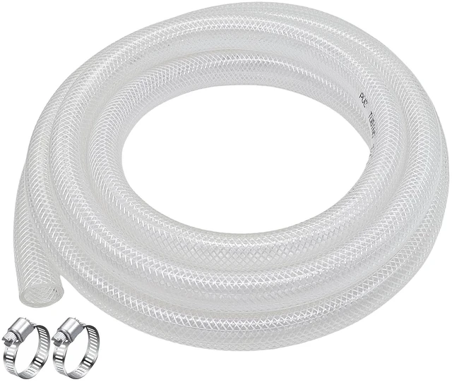 Main image of 1" ID - 10 Ft High Pressure Braided Clear PVC Vinyl Tubing Flexible Tube Heavy Duty Reinforced Hose Tubing
