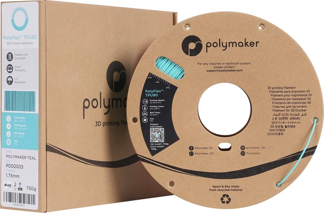 Alt view image 5 of 7 - TPU Filament 1.75mm 90A Flexible 0.75kg, Teal 3D Printer Filament, High Speed 90A TPU Flexible Filament, Fast Printing, Dimensional Accuracy +/- 0.03mm