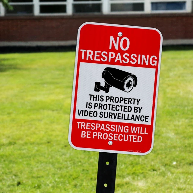 Alt view image 6 of 6 - Large Video Surveillance Signs, 18x12 Inches No Trespassing Sign Private Property Sign,Engineer Grade Reflective Aluminum, Fade Resistant,Indoor or Outdoor Use (4-Pack)