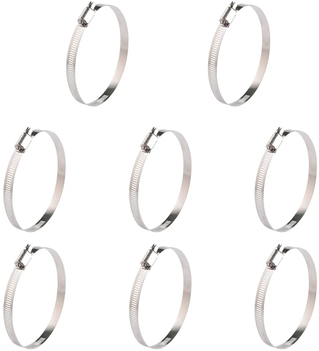 Main image of Stainless Steel 4 Inch Hose Clamps- 8PK SAE 72 Worm Gear Drive Hose Clamps 3 Inch-5 Inch (76-127mm) for Automotive Plumbing, 3 1/2, 3.5'', 3 3/4, 4'', 4 1/2, 4.5'', 4 3/4''