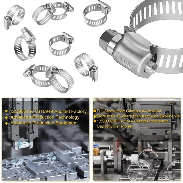 Alt view image 5 of 7 - 3 Inch Stainless Steel Hose Clamps- 10 Pack SAE 48 Worm Gear Drive Hose Clamps Clamping Range 2 1/2 Inch to 3 1/2 Inch (64mm-89mm) for Automotive Plumbing, 2 3/4'', 3 1/4''
