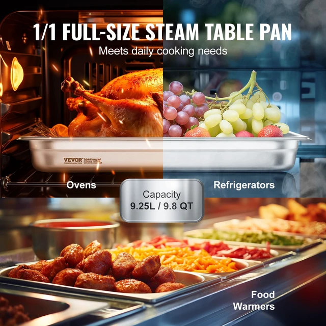 Alt view image 4 of 7 - 6 Pack Stainless Steel Hotel Pans,2.5-Inch Deep 0.8mm Thick Commercial Food Pans, Anti-Jam Catering Food Storage Metal Pan for Steam Tables, Food Warmer,20.8 x 13 x 2.5inch