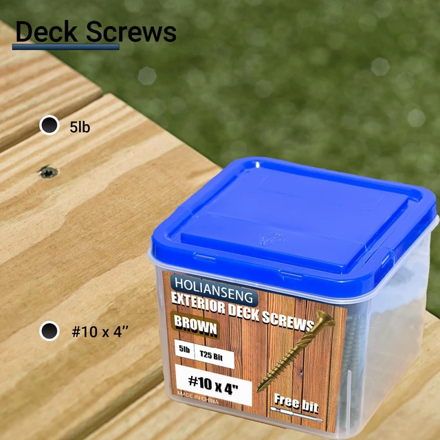 Alt view image 4 of 6 - Deck Screws 4 Inch, #10 x 4, 5lb, 250Pcs Rust Resistant, Brown Epoxy Coated, Outdoor Screws, Torx/Star Drive, T25 Bit