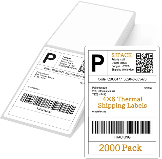 Main image of 4" x 6" Thermal Labels, 2000 Fanfold Labels, Direct Thermal Shipping Label Compatible with Nelko, Rollo, Zebra, Brother, Orgbro, Munbyn, Jadens Shipping Label Printer, Commercial Grade