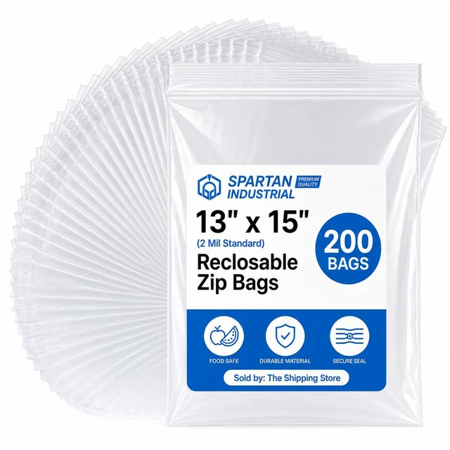 Main image of 13 X 15 (200 Count) 2 Gallon Clear Reclosable Zip Plastic Poly Bags with Resealable Lock Seal Zipper - 2 Mil