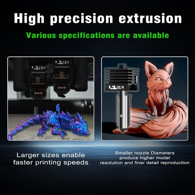 Alt view image 3 of 7 - 4Pack 0.2/0.4/0.6/0.8MM H2 Series/X2D/P2S Hotend for Bambu Lab H2D/H2S/H2C Combo/X2D/P2S 3D Printer, High Temperature Quick Swap Hardened Steel Nozzle Replacement 3D Printer Extruder