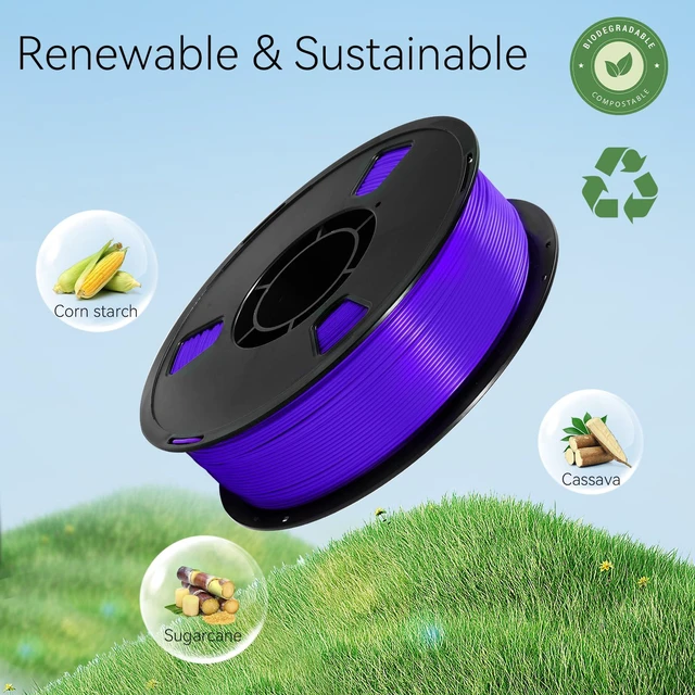 Alt view image 7 of 7 - PLA Filament 1.75mm 2x1KG Green+Purple 3D Filament for Printers Smooth Printing No Clog, Vacuum Sealed with Desiccant, Compatible with Bambu Flashforge, Easy to use for DIY and Beginners