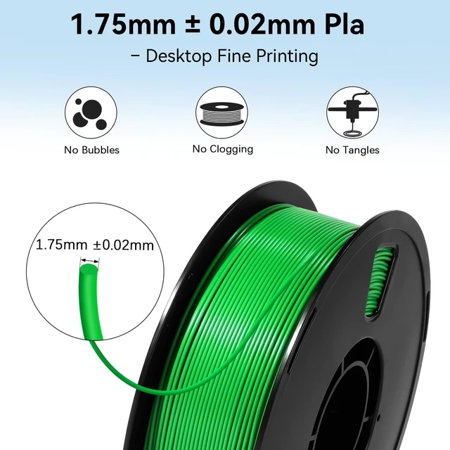 Alt view image 6 of 7 - PLA Filament 1.75mm 2x1KG Green+Purple 3D Filament for Printers Smooth Printing No Clog, Vacuum Sealed with Desiccant, Compatible with Bambu Flashforge, Easy to use for DIY and Beginners