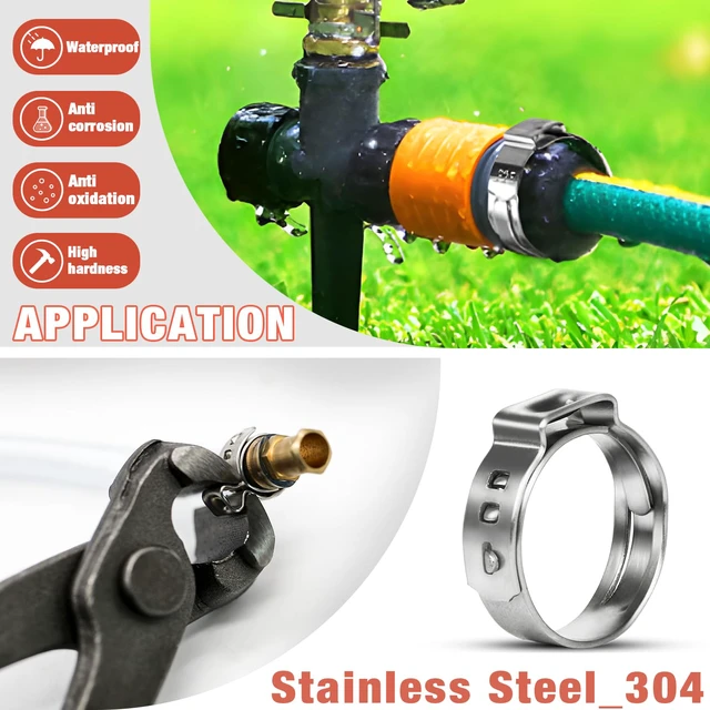 Alt view image 4 of 7 - 300pcs 16 Sizes Single Ear Hose Clamps, 5.3-36.1mm Stainless Steel_304 Crimp Hose Clamps Cinch Rings Assortment Kit for Automotive, Pipe, Plumbing