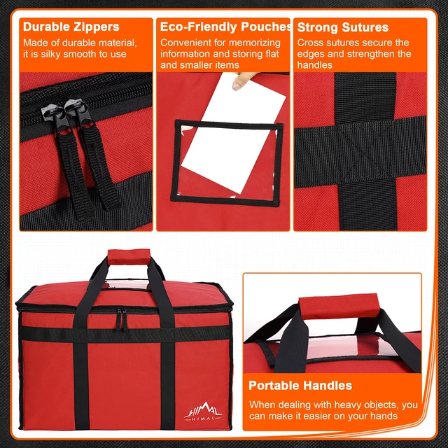 Alt view image 5 of 7 - Insulated Food Delivery Bag,XXXL-23Wx15Hx14D inches (Red) Premium Insulated Grocery BagFit for Uber Eats, Doordash, Commercial Catering TransportationHOT/COLD Food Delivery