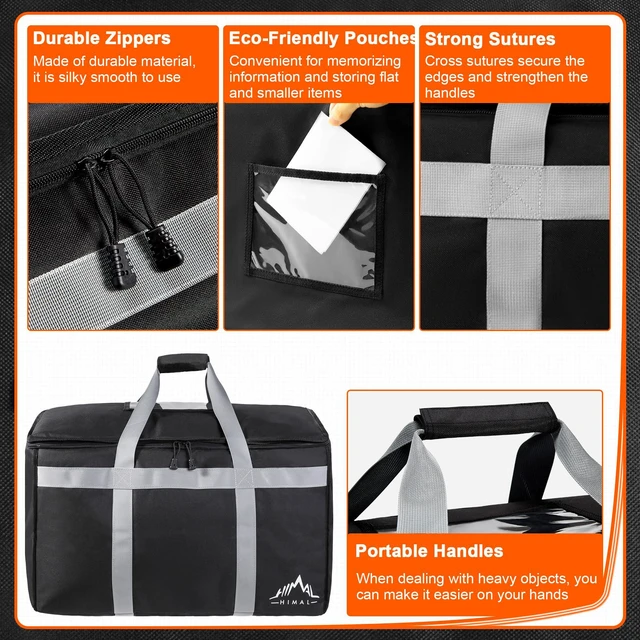 Alt view image 5 of 7 - Insulated Food Delivery Bag XXXL-23Wx15Hx14D inches Premium Insulated Grocery Bag for HOT/COLD Food Delivery, Fit for Uber Eats, Doordash, Commercial Catering Transportation
