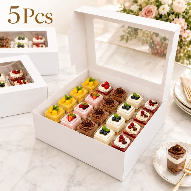 Alt view image 3 of 7 - Dessert Shooter Boxes 5 Pack, Each Box Holds 20 Count 5 oz Dessert Shooter Cups, Food-Grade Dessert Cup Holder Boxes with Inserts, Dessert Shooter Box Packaging for Parties, Catering