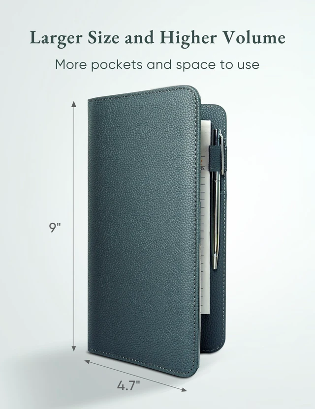 Alt view image 4 of 7 - Green Server Book with Zipper Pocket and Magnetic Closure Server Booklet Waitress Book Serving Book with Money Pocket Waitstaff Organizer Fit Server Apron Waiter Book Wallet High Volume Pocket