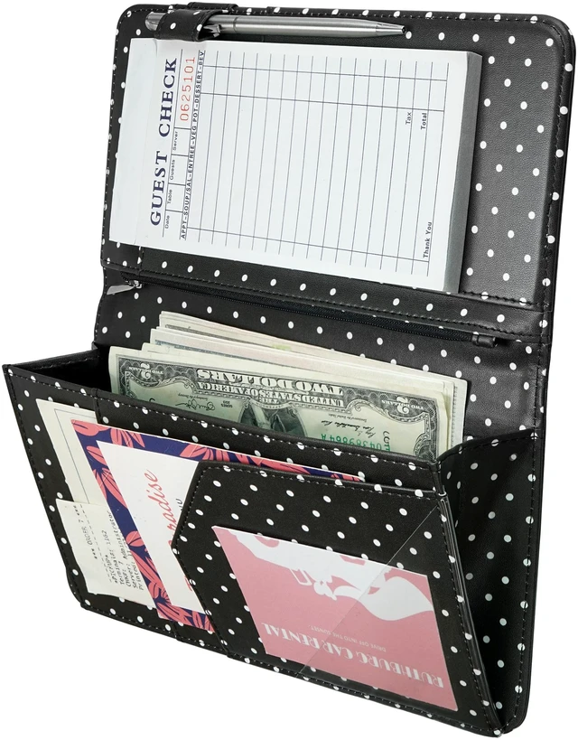 Main image of Server Book with Zipper Pocket and Magnetic Closure Server Booklet Waitress Book Serving Book with Money Pocket Waitstaff Organizer Fit Server Apron Waiter Book Wallet High Volume Pocket
