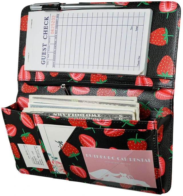 Main image of Server Book with Zipper Pocket and Magnetic Closure Server Booklet Waitress Book Serving Book with Money Pocket Waitstaff Organizer Fit Server Apron Waiter Book Wallet High Volume Pocket