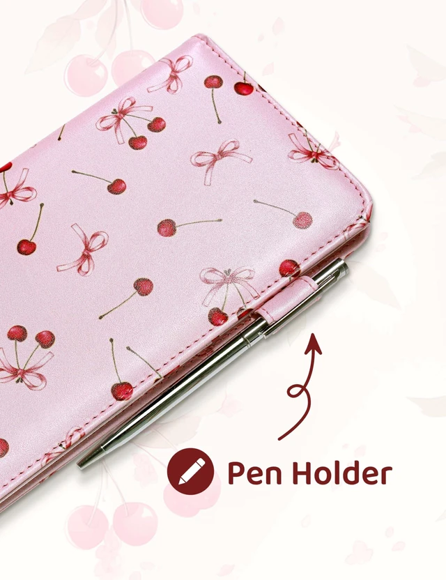 Alt view image 6 of 6 - Server Book with Zipper Pocket and Magnetic Closure Server Booklet Waitress Book Serving Book with Money Pocket Waitstaff Organizer Fit Server Apron Waiter Book Wallet High Volume Pocket Pink Cherry