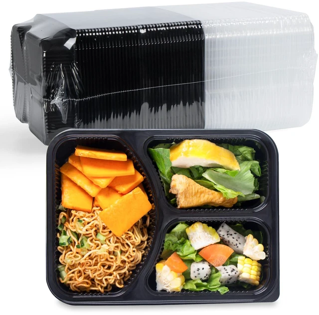 Main image of Meal Prep Containers 40 Pack 38 oz - Shrink-Wrapped No Pre-Wash 3 Compartment Leak-Resistant Bento Box | BPA Free Shatterproof PP | Microwave Safe To-Go Food Storage for Leftovers & Parties
